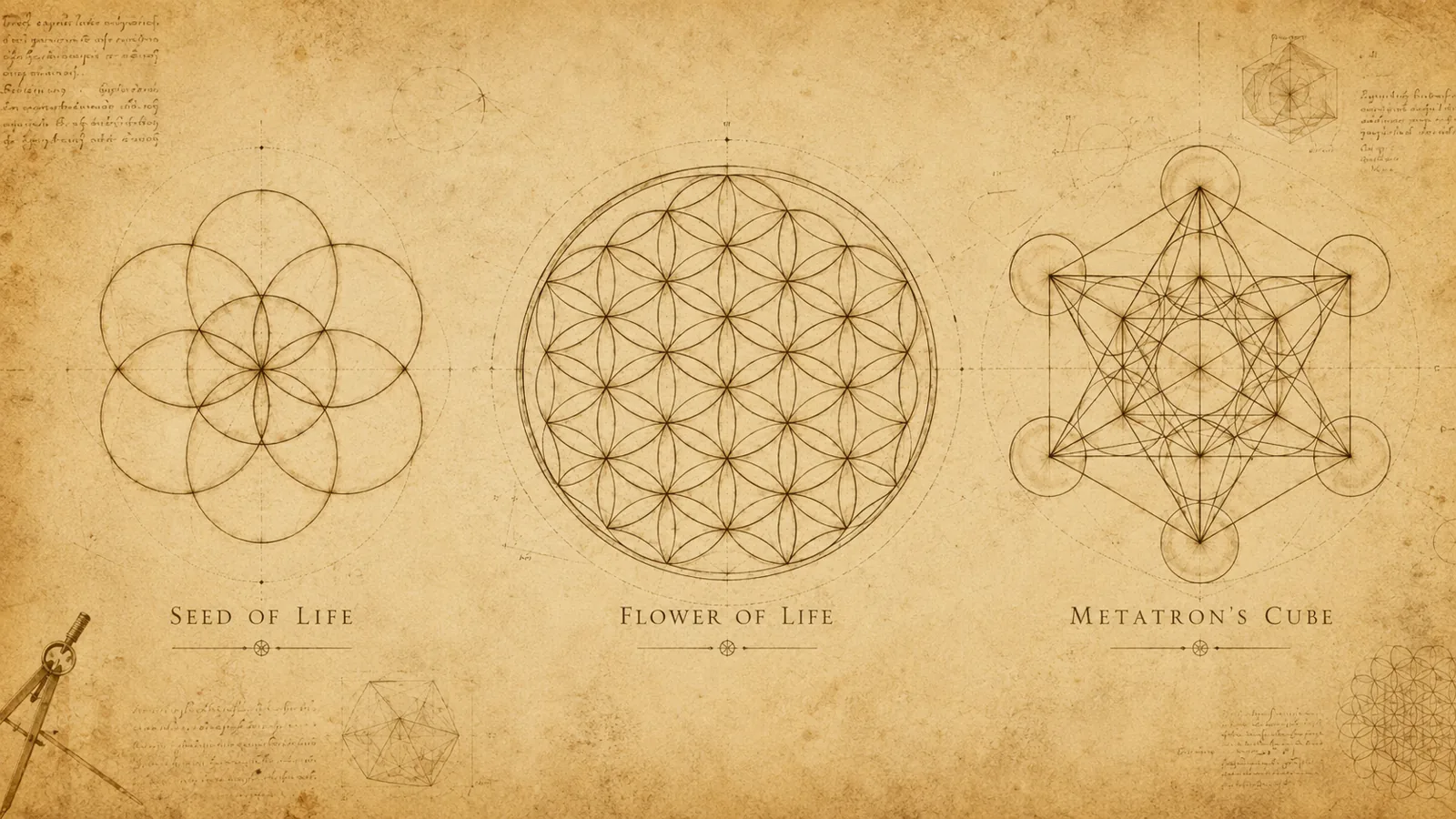 Seed of Life, Flower of Life, and Metatron's Cube constructions