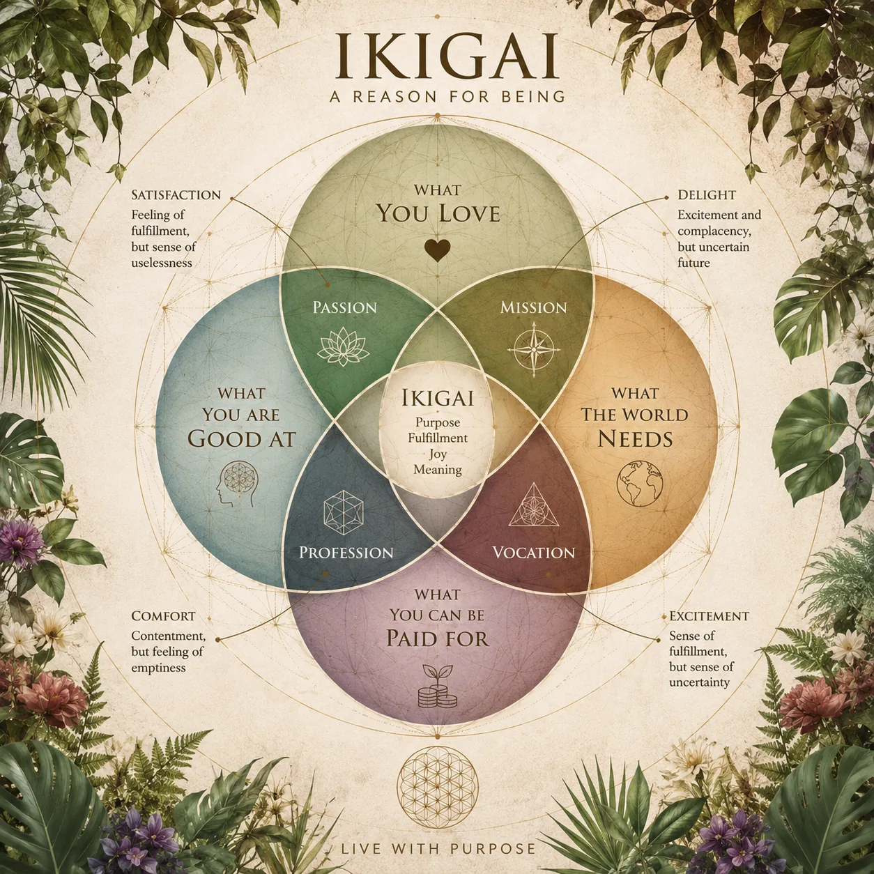 Ikigai sacred geometry diagram