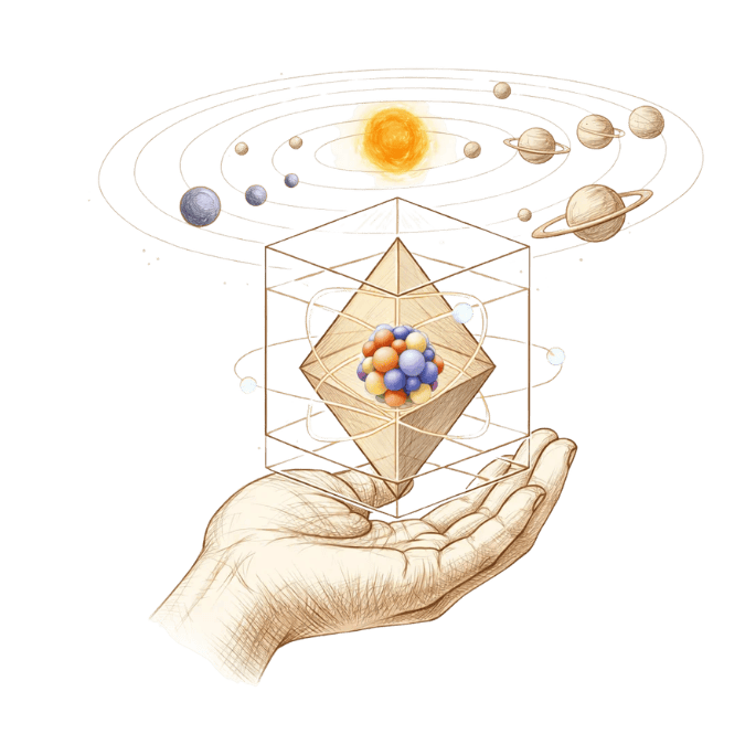 The universe in your hands — geometric solids and planetary orbits