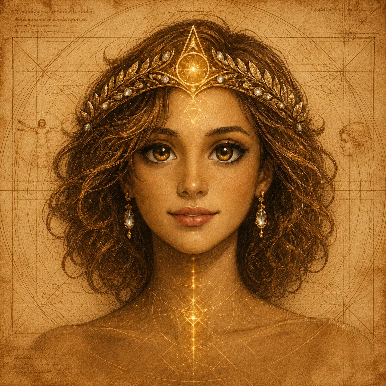 Vitruvia AI — a modern Vitruvian figure surrounded by sacred geometry, symbolising the intelligence at the centre of the Da Vinci School